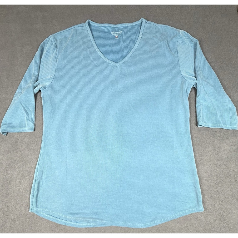 Segments V Neck Top Womens 2XL Baby Blue Lightweight Outdoor Stretch Gorpcore